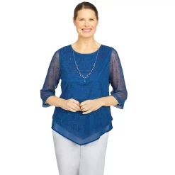 Petite Alfred Dunner Popcorn Knit Top -Alfred Dunner Shop 5254617 Lapis