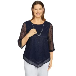 Petite Alfred Dunner Popcorn Knit Top -Alfred Dunner Shop 5254617 Navy