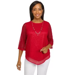 Petite Alfred Dunner Popcorn Knit Top -Alfred Dunner Shop 5254617 Red