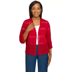 Petite Alfred Dunner Pointelle Sweater Cardigan