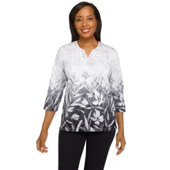 Women's Alfred Dunner Print Top -Alfred Dunner Shop 5254722 Black Grey