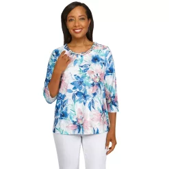 Women's Alfred Dunner Print Top -Alfred Dunner Shop 5254722 Blue Floral