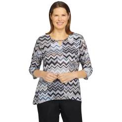 Women's Alfred Dunner Print Top -Alfred Dunner Shop 5254722 Tan Zigzag