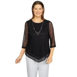Women's Alfred Dunner Popcorn Knit Top -Alfred Dunner Shop 5254776 Black