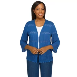 Women's Alfred Dunner Pointelle Cardigan Sweater -Alfred Dunner Shop 5254854 Lapis