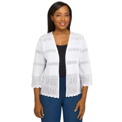Women's Alfred Dunner Pointelle Cardigan Sweater -Alfred Dunner Shop 5254854 White