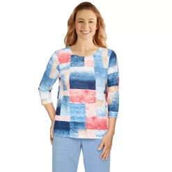 Women's Alfred Dunner Patchwork Watercolor Print Top