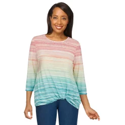 Petite Alfred Dunner Ombre Embroidery Top