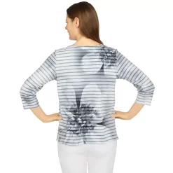Women's Alfred Dunner Floral Stripe Knit Top -Alfred Dunner Shop 5598698 ALT