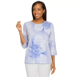 Women's Alfred Dunner Floral Stripe Knit Top