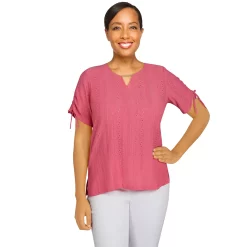 Women's Alfred Dunner Eyelet Top -Alfred Dunner Shop 5598701 Flamingo