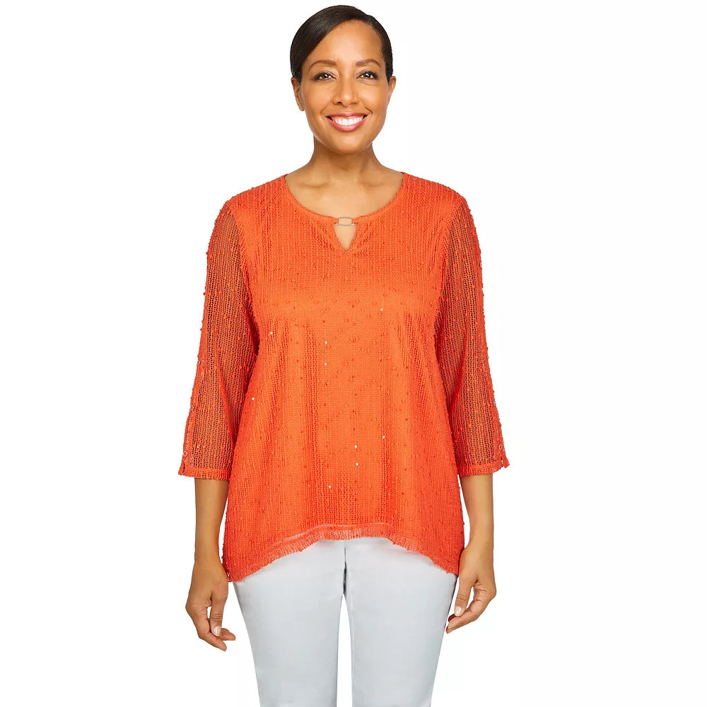 Plus Size Alfred Dunner Popcorn Knit Top 2 Plus Size Alfred Dunner Popcorn Knit Top - Image 2
