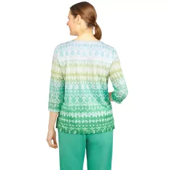 Petite Alfred Dunner Textured Ombre Print Top