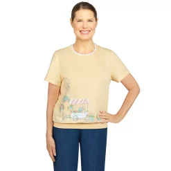 Women's Alfred Dunner Floral Cart Border Knit Top