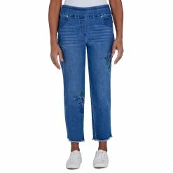 Petite Alfred Dunner Indigo Daze Super Stretch Embroidered Ankle Jeans