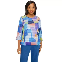 Petite Alfred Dunner Colorblock Mesh Trim Top