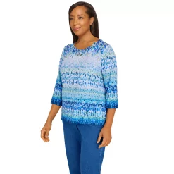 Petite Alfred Dunner Ombre Textured Striped Top -Alfred Dunner Shop 5608767 ALT2