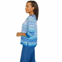 Petite Alfred Dunner Ombre Textured Striped Top -Alfred Dunner Shop 5608767 ALT3