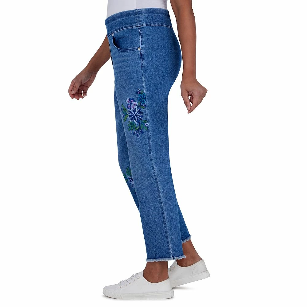 Women's Alfred Dunner Pull-On Super Stretch Embroidered Ankle Jeans 3 Women's Alfred Dunner Pull-On Super Stretch Embroidered Ankle Jeans - Image 3