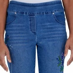 Women's Alfred Dunner Pull-On Super Stretch Embroidered Ankle Jeans 9 Women's Alfred Dunner Pull-On Super Stretch Embroidered Ankle Jeans -Alfred Dunner Shop 5624175 ALT5