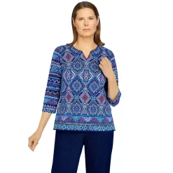 Women's Alfred Dunner Mosaic Diamond Border Top