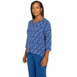 Women's Alfred Dunner Diamond Textured Print Top -Alfred Dunner Shop 5624189 ALT3