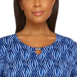 Women's Alfred Dunner Diamond Textured Print Top -Alfred Dunner Shop 5624189 ALT4