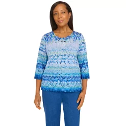 Women's Alfred Dunner Ombre Textured Striped Top