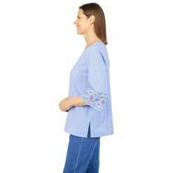 Women's Alfred Dunner Pinstripe Bell Sleeve Shirt -Alfred Dunner Shop 5660838 ALT2