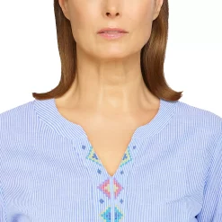 Women's Alfred Dunner Pinstripe Bell Sleeve Shirt -Alfred Dunner Shop 5660838 ALT4