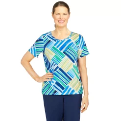 Plus Size Alfred Dunner Newport Striped Patchwork Top