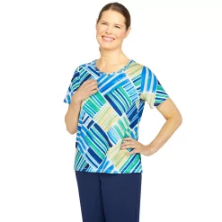 Plus Size Alfred Dunner Newport Striped Patchwork Top -Alfred Dunner Shop 5717981 ALT2