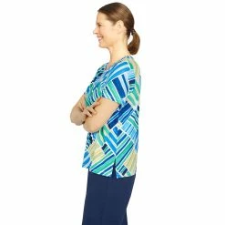 Plus Size Alfred Dunner Newport Striped Patchwork Top -Alfred Dunner Shop 5717981 ALT3