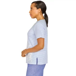 Petite Alfred Dunner Ann Herbor Mini Striped Eyelet Applique Floral Top 7 Petite Alfred Dunner Ann Herbor Mini Striped Eyelet Applique Floral Top -Alfred Dunner Shop 5719121 ALT3