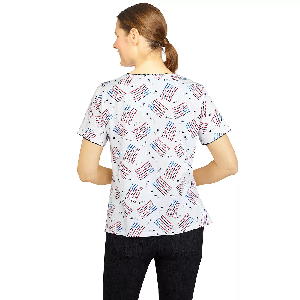 Petite Alfred Dunner American Dream Grand Ole Flag Print Top 3 Petite Alfred Dunner American Dream Grand Ole Flag Print Top - Image 3