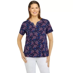 Petite Alfred Dunner American Dream Grand Ole Flag Print Top