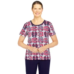 Petite Alfred Dunner American Dream Flip Flops Print Knit Top