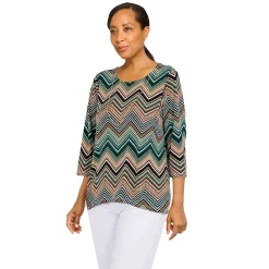 Women's Alfred Dunner Classics Chevron Puff Print Top -Alfred Dunner Shop 5721170 ALT2