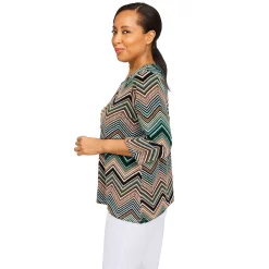 Women's Alfred Dunner Classics Chevron Puff Print Top -Alfred Dunner Shop 5721170 ALT3