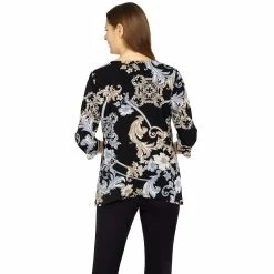 Women's Alfred Dunner Classics Floral Scroll Puff Print Top -Alfred Dunner Shop 5721172 ALT