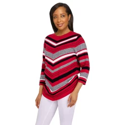 Women's Alfred Dunner Classics Chevron Texture Sweater -Alfred Dunner Shop 5721179 ALT2