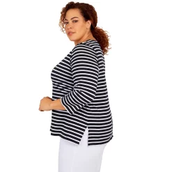 Women's Alfred Dunner Classics Wreath Stripe Top -Alfred Dunner Shop 5721181 ALT3