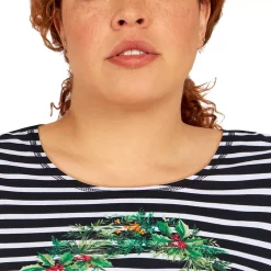 Women's Alfred Dunner Classics Wreath Stripe Top -Alfred Dunner Shop 5721181 ALT4