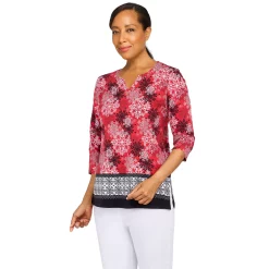 Women's Alfred Dunner Classics Snowflake Border Top 9 Women's Alfred Dunner Classics Snowflake Border Top -Alfred Dunner Shop 5721182 ALT2