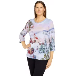 Women's Alfred Dunner Classics Holiday Scenic Top -Alfred Dunner Shop 5721185 ALT2