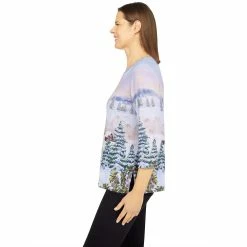Women's Alfred Dunner Classics Holiday Scenic Top -Alfred Dunner Shop 5721185 ALT3