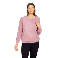 Women's Alfred Dunner Classics Asymmetric Floral Pullover -Alfred Dunner Shop 5721186 Blush