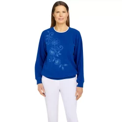 Women's Alfred Dunner Classics Asymmetric Floral Pullover -Alfred Dunner Shop 5721186 Cobalt