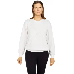 Women's Alfred Dunner Classics Asymmetric Floral Pullover -Alfred Dunner Shop 5721186 Ivory