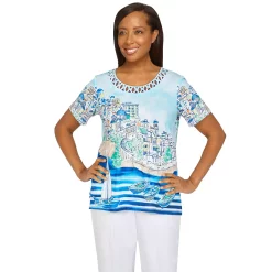 Women's Alfred Dunner Newport Scenic Lattice Knit Top